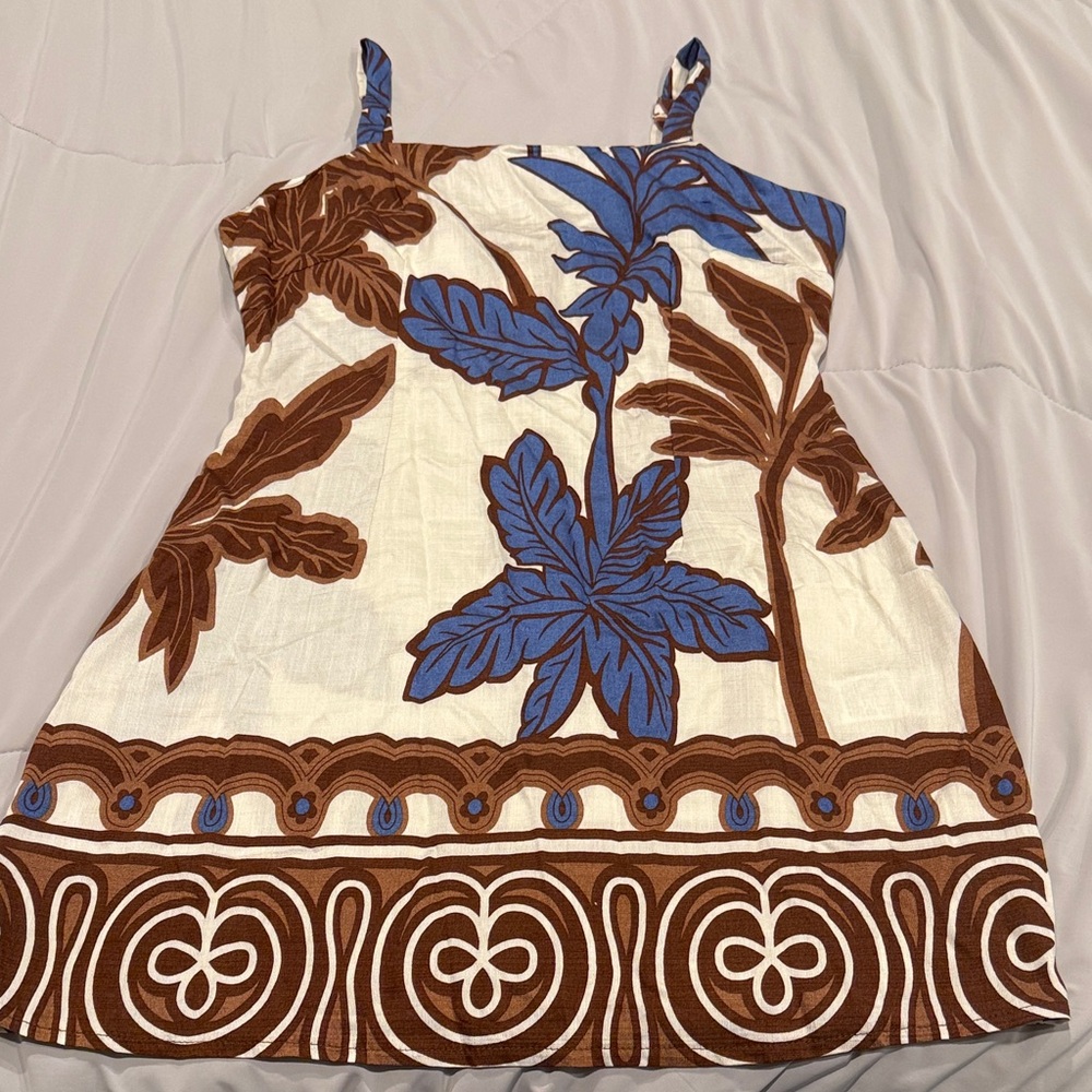 Shein Brand Tropical Print Dress - Blue and Brown Size M US size 6.